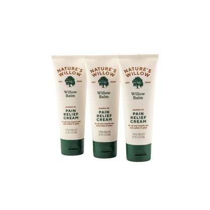 Nature's Willow Willow Balm Natural Pain Relief Cream for Muscles & Joints | Fast-Acting with Willow Bark & Menthol | Free from Artificial Fragrances & Dyes | 3-Pack | 3.5 fl oz