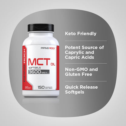 Piping Rock MCT Oil Softgel Capsules 3600mg | 150 Pills