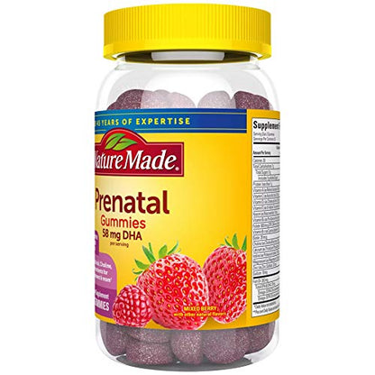 Nature Made Prenatal Gummies with DHA and Folic Acid, Prenatal Vitamin and Mineral Supplement