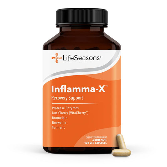 LifeSeasons Inflamma-X Joint & Tissue Support Supplement – Supports Muscle Comfort, Recovery & Flexibility – Herbal Formula with Turmeric, Bromlein, Protease – 120 Capsules