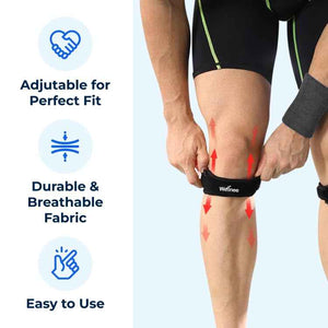 Wellnee Knee Support Bundle - Adjustable Patella Knee Strap + Herbal Knee Patches for Everyday Comfort, Activity & Recovery (1 Strap + 10 Patches)
