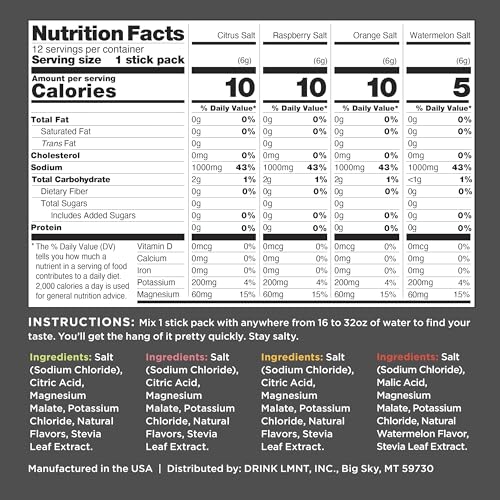 LMNT Zero-Sugar Electrolytes - Variety Salt - Hydration Powder Packets | No Dodgy Ingred