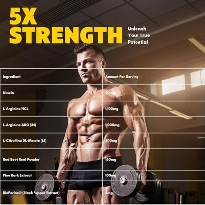 Evolve Nutraceuticals Nitric Oxide Booster 5X Strength, 120ct, Stamina & Endurance
