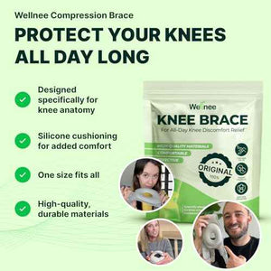 Wellnee Knee Support & Pain Relief Bundle - Herbal Knee Patch + Compression Knee Brace with Silicone Padding - Natural Joint Comfort, Stability & Recovery Support for Daily Use, Sports & Walking