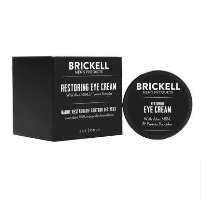 Brickell Men's Restoring Under Eye Cream - Natural & Organic Anti-Aging Eye Balm for Dark Circles, Puffiness & Wrinkles (0.5 oz, Unscented)