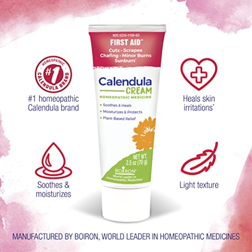 Boiron Calendula Cream for First Aid, Minor Burns, Cuts, Scrapes, Insect Bits and Sunburn - 2.5 oz