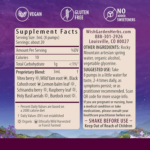 WishGarden Herbs Hot Flash Mitigating Tonic - Natural Herbal Hot Flash Relief & Night Sweats Supplement