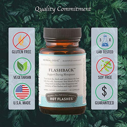 Herbalogic - Flashback Herb Capsules - Natural Relief for Menopausal Hot Flashes, Night Sweats, Sleeplessness