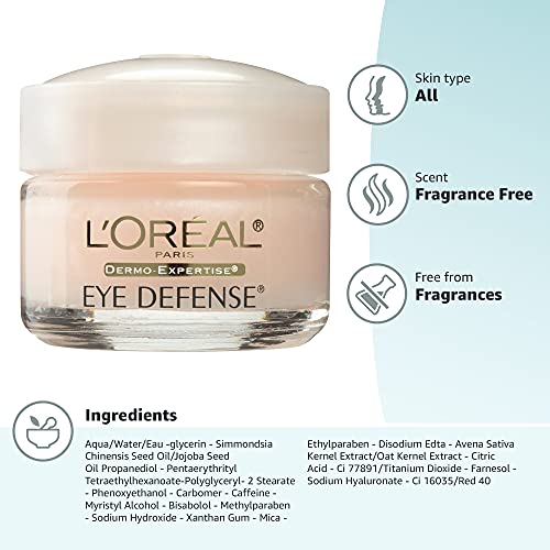L’Oreal Paris Dermo-Expertise Eye Defense - Caffeine & Hyaluronic Acid Eye Gel-Cream (0.5 oz)