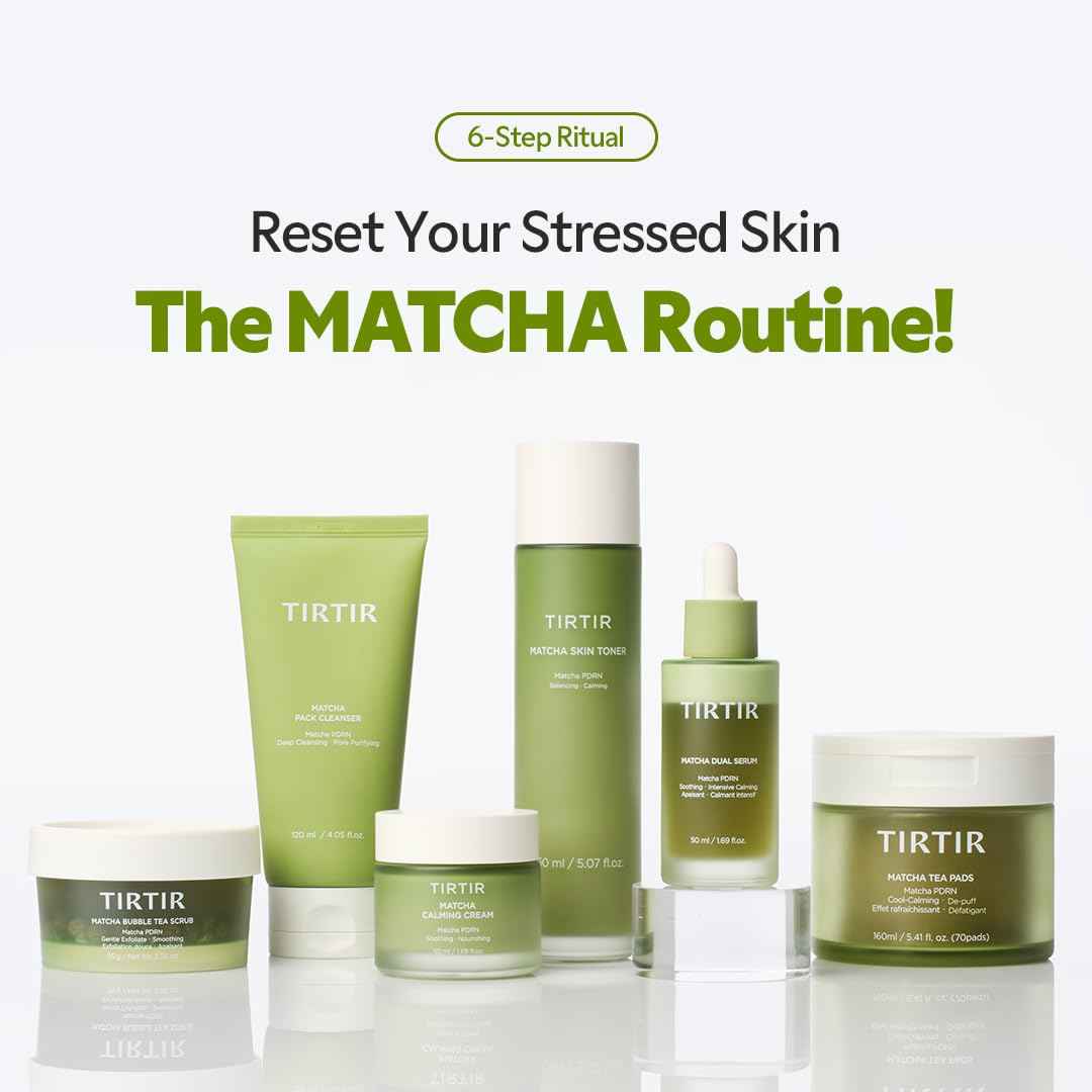 TIRTIR Matcha Dual PDRN Serum | Irritated Red Skin Relief & Glass Skin Glow with 20,000ppm Vegan Matcha PDRN, 5% Niacinamide, Hydrating Non-Sticky Korean Face Serum
