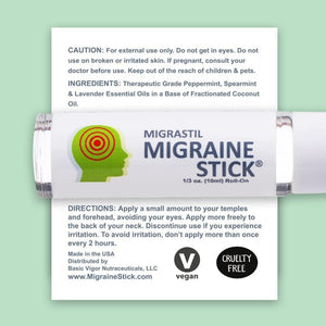 Basic Vigor Migrastil Migraine Stick Rollon - Fast Cooling Comfort for Your Head 3-Pack. Aromatherapy with Peppermint & Other Essential Oils. Metal Roller. Made in USA by Basic Vigor Basic VigorBuy Supplements Australia