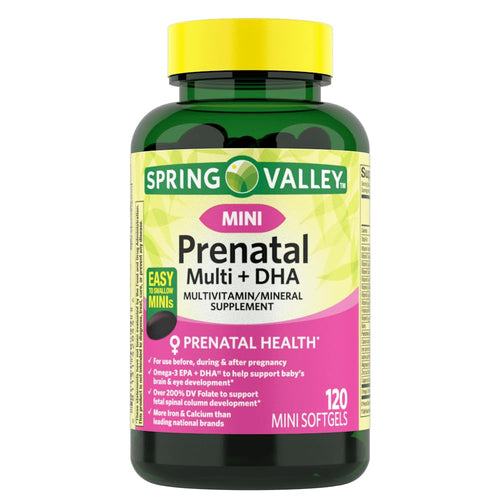 IKJ Mini Prenatal Multi + DHA Complete Multivitamin/Multimineral Supplement Mini Softgels