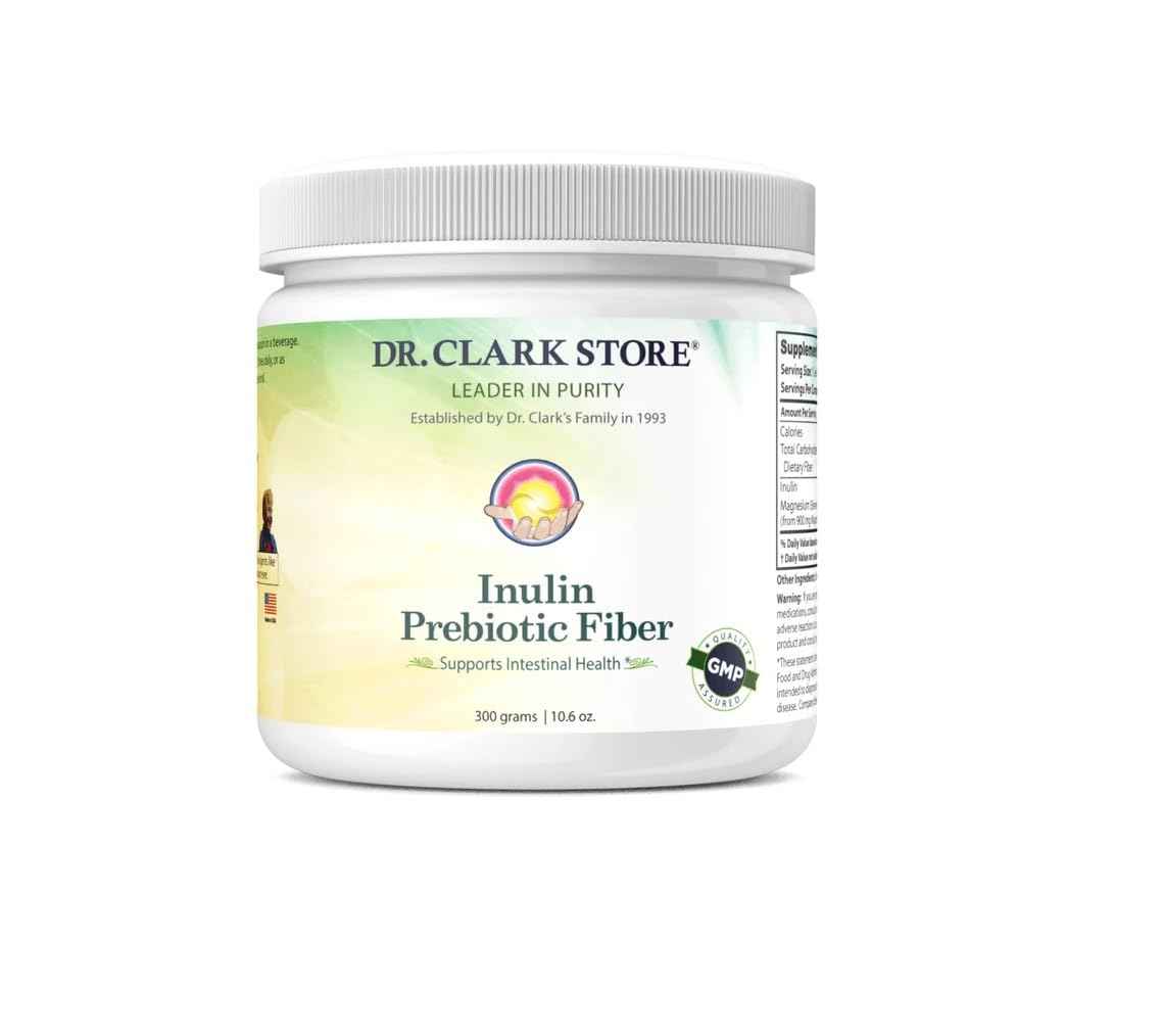 Dr. Clark Inulin Powder (FOS) - Prebiotic Soluble Fiber for Gut Health, 300g - Supports Digestive Health & Regularity