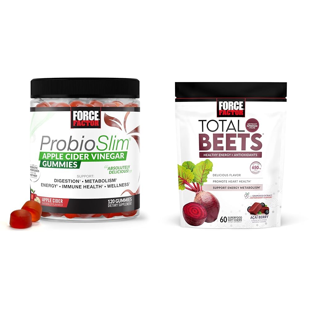 Force Factor ProbioSlim Apple Cider Vinegar Gummies with Organic, LactoSpore Probiotics