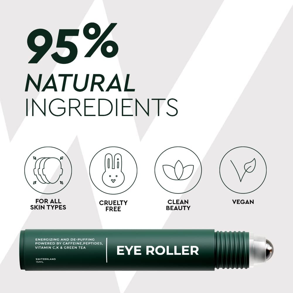 WOLF Project Under Eye Roller – Caffeine, Vitamin C & Peptides Eye Serum for Dark Circles, Puffiness & Fine Lines