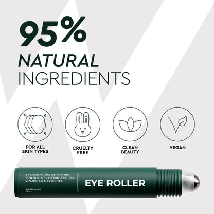 WOLF Project Under Eye Roller – Caffeine, Vitamin C & Peptides Eye Serum for Dark Circles, Puffiness & Fine Lines