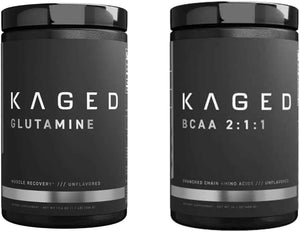 Kaged BCAA and L-Glutamine Powder Bundle - Vegan, Unflavored, Muscle Recovery Support