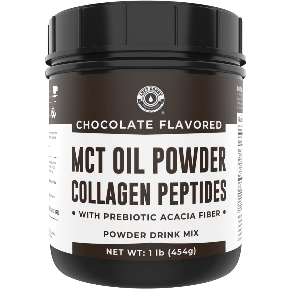 MCT Oil Powder with Acacia Fiber & Collagen Peptides, Chocolate, 16oz