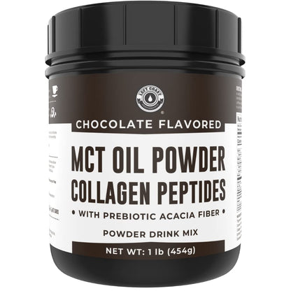 MCT Oil Powder with Acacia Fiber & Collagen Peptides, Chocolate, 16oz