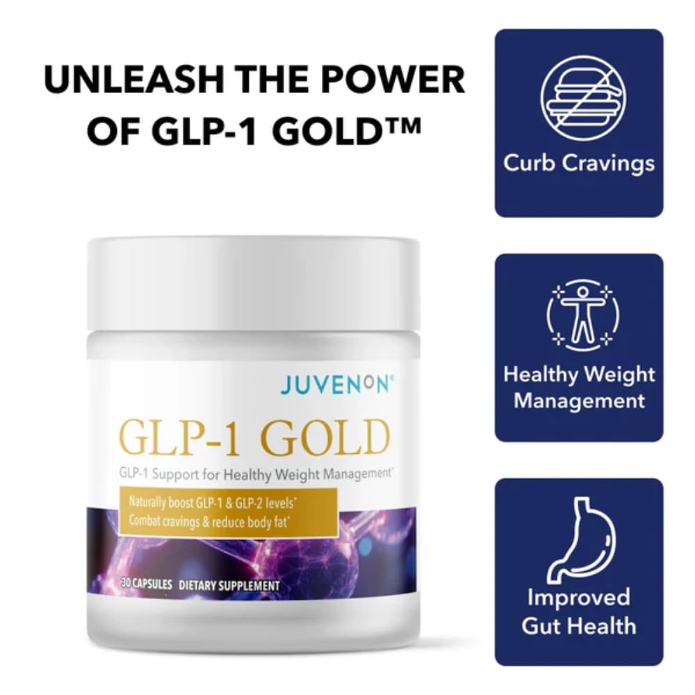 Juvenon GLP-1 Gold™ – Metabolic Support Supplement with CQR-300® & Eriomin™ – Helps Maintain Healthy Weight, Energy & Nutrient Metabolism – 30 Capsules