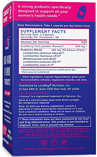 Lovebug Yeast + Vaginal pH Support | Clinically Studied Ingredients for Yeast & UTIs