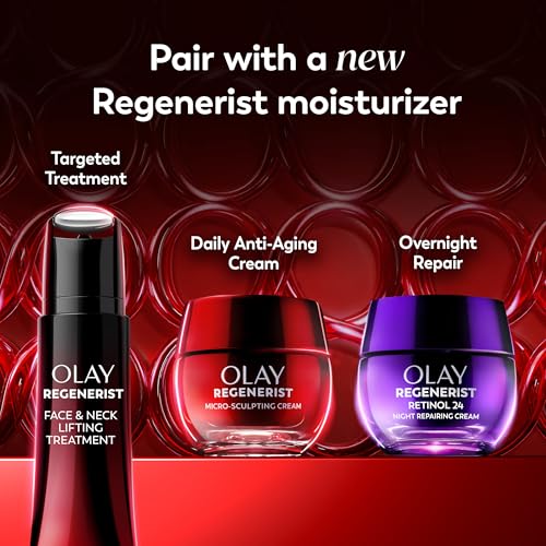 Olay Regenerist Neck and Face Roller – Firming Neck Cream & Anti-Aging Moisturizer with Hexa-Repair Complex and NAD+ (1.7 oz)