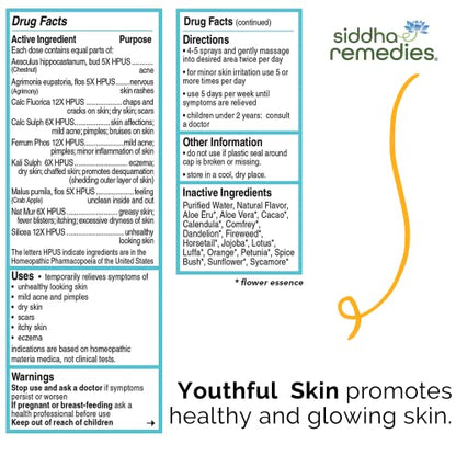 Siddha Remedies Youthful Skin Cell Salts Flower Essences for Dry Itchy Skin, Acne Pimples, Scar Removal