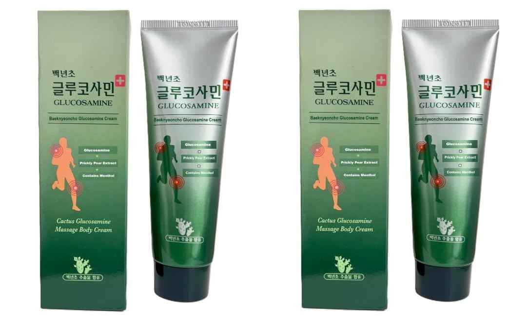 Baeknyencho Glucosamine Body Massage Cream 150ml x 2 EA. Fragrance-Free & Paraben Free. Natural Gel for Massage Therapy