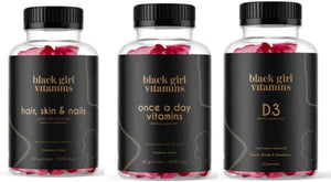 Black Girl Vitamins Look Good Feel Good Bundle - Hair Skin & Nails, Vitamin D3 2000IU & Once a Day Multivitamin - Women's Supplement Bundle