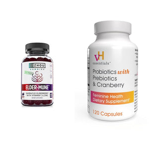 Zhou Nutrition Elder-Mune Sambucus Elderberry Gummies with Zinc and Vitamin C & vH 