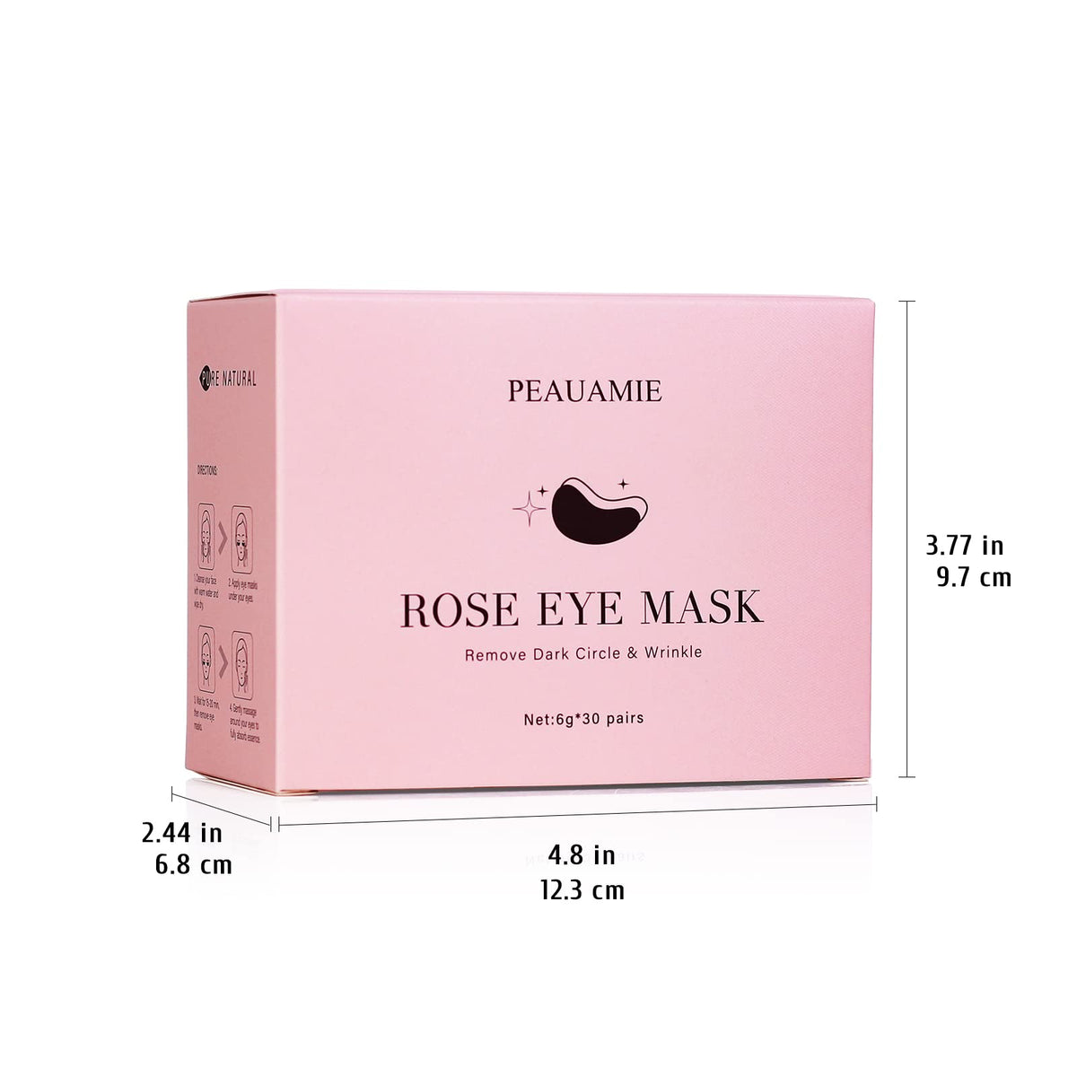 PEAUAMIE Rose Under Eye Patches (30 Pairs) – Soothing Rose Extract Eye Mask for Dark Circles, Puffiness & Fine Lines | Hydrating Skincare