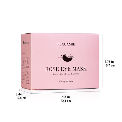 PEAUAMIE Rose Under Eye Patches (30 Pairs) – Soothing Rose Extract Eye Mask for Dark Circles, Puffiness & Fine Lines | Hydrating Skincare