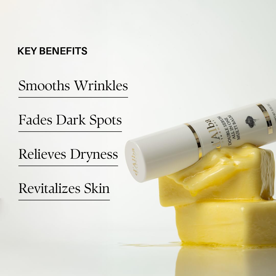 d'Alba Piedmont White Truffle Double Serum Multi Balm - 3-in-1 Vegan Stick for Wrinkles, Brightening & Eye Care