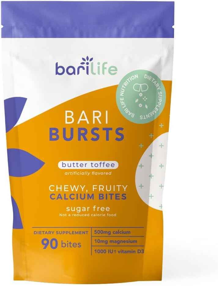 Bari Life Just One Chewable: Once Daily Bariatric Multivitamin + Iron and and BariBurst Calcium Citrate Soft Chews for Gastric Bypass, Gastric Sleeve and Duodenal Switch (Butter Toffee)