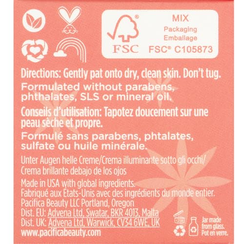 Pacifica Glow Baby Brightening Eye Cream - Vitamin C & Caffeine-Infused Treatment for Dark Circles & Puffiness (0.5 oz)