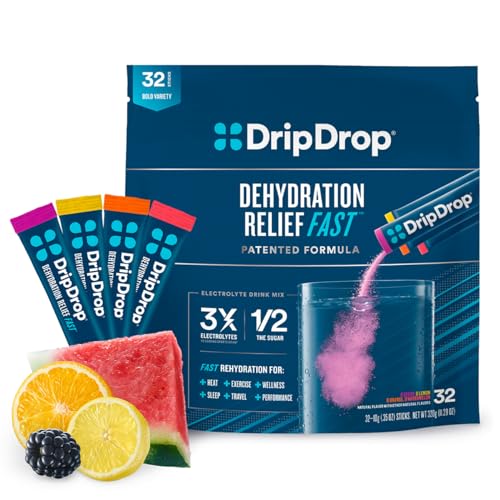 DripDrop Hydration - Electrolyte Powder Packets - Watermelon, Berry, Orange, Lemon