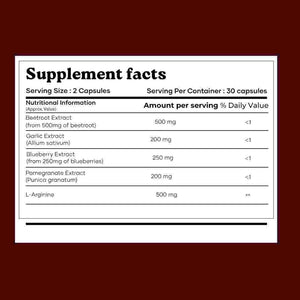 MarsbyGHC Natural Beetroot Capsules | with Garlic, Blueberry, Pomegranate & L-Arginine | Plant-Based Supplement | Pack of 1 mars by GHCBuy Supplements Australia