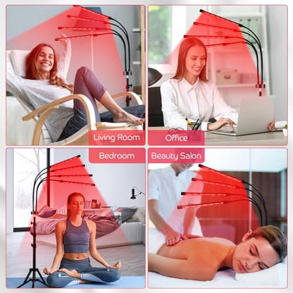 Devowellte Red Light Lamp for Face, 80 LEDs Red Light Lamp Height Free Adjustment Infrared Light