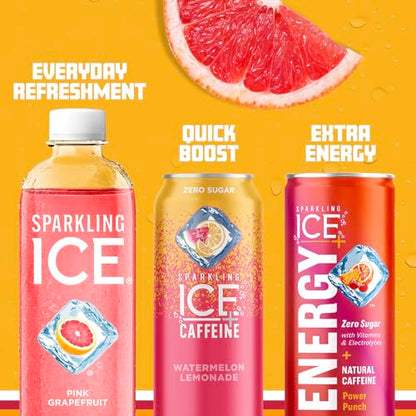 Sparkling Ice, Pink Grapefruit Sparkling Water, Zero Sugar Flavored Water, with Antioxidants