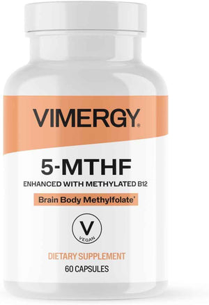 Vimergy 5-MTHF Capsules - 60 Servings (1 Capsule/Serving) 8500mcg L-Methylfolate Glucosamine and 500 mcg Vitamin B12 Supplement –Bioavailable Folate Supplement, Vegan (60 ct)