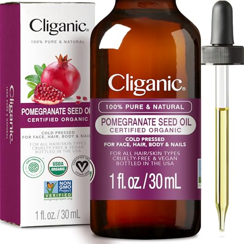 Cliganic Organic Pomegranate Seed Oil, 100% Pure - For Face, Skin | Natural Cold Pressed Unrefined