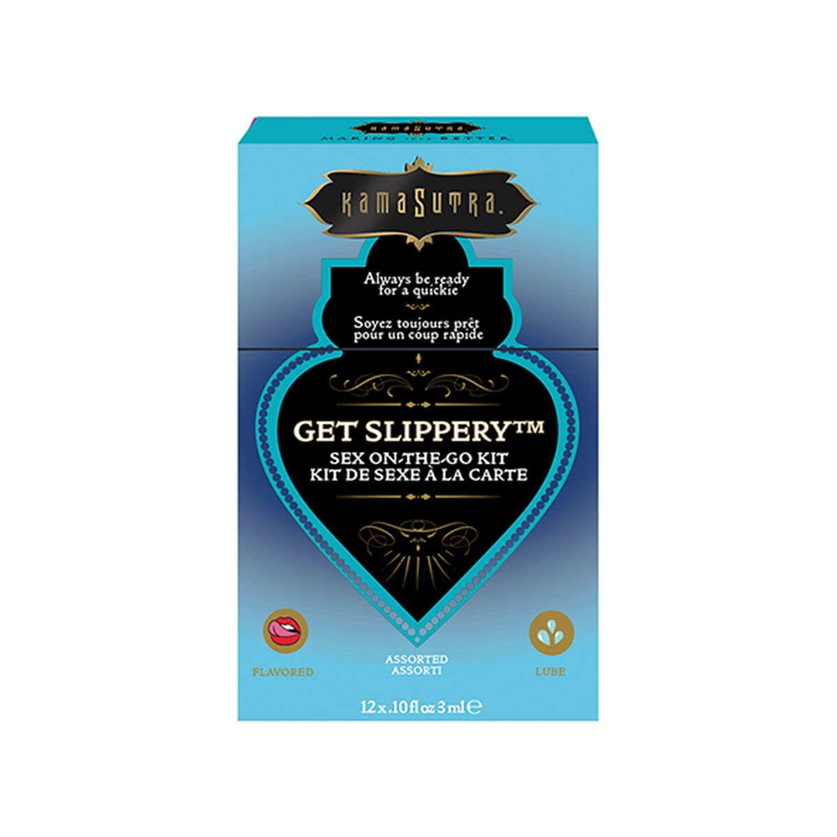 Kama Sutra Get Slippery Sex-to-Go Kit – 12 Assorted Sachets of Premium Lubricants and Enhancers – Great for Travel, Boyfriend Girlfriend, Wife, Husband, Birthday, Anniversary, Valentine Gift