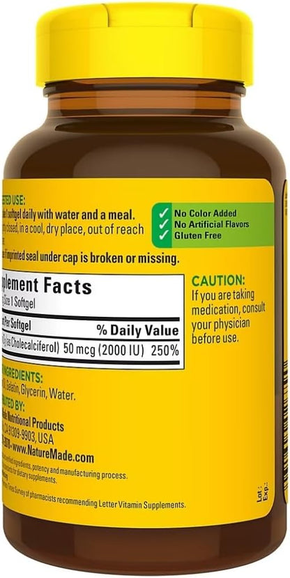 Nature Made Vitamin D3 2000iu 320 Ct. Soft Gels (Packaging May Vary)