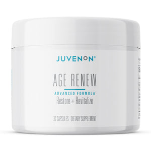 Juvenon Age Renew supplement jar on a white background