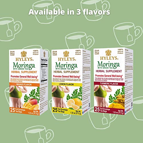 Hyleys Tea Moringa Oleifera with Lemon Flavor - 25 Tea Bags (Miracle Tree Tea)