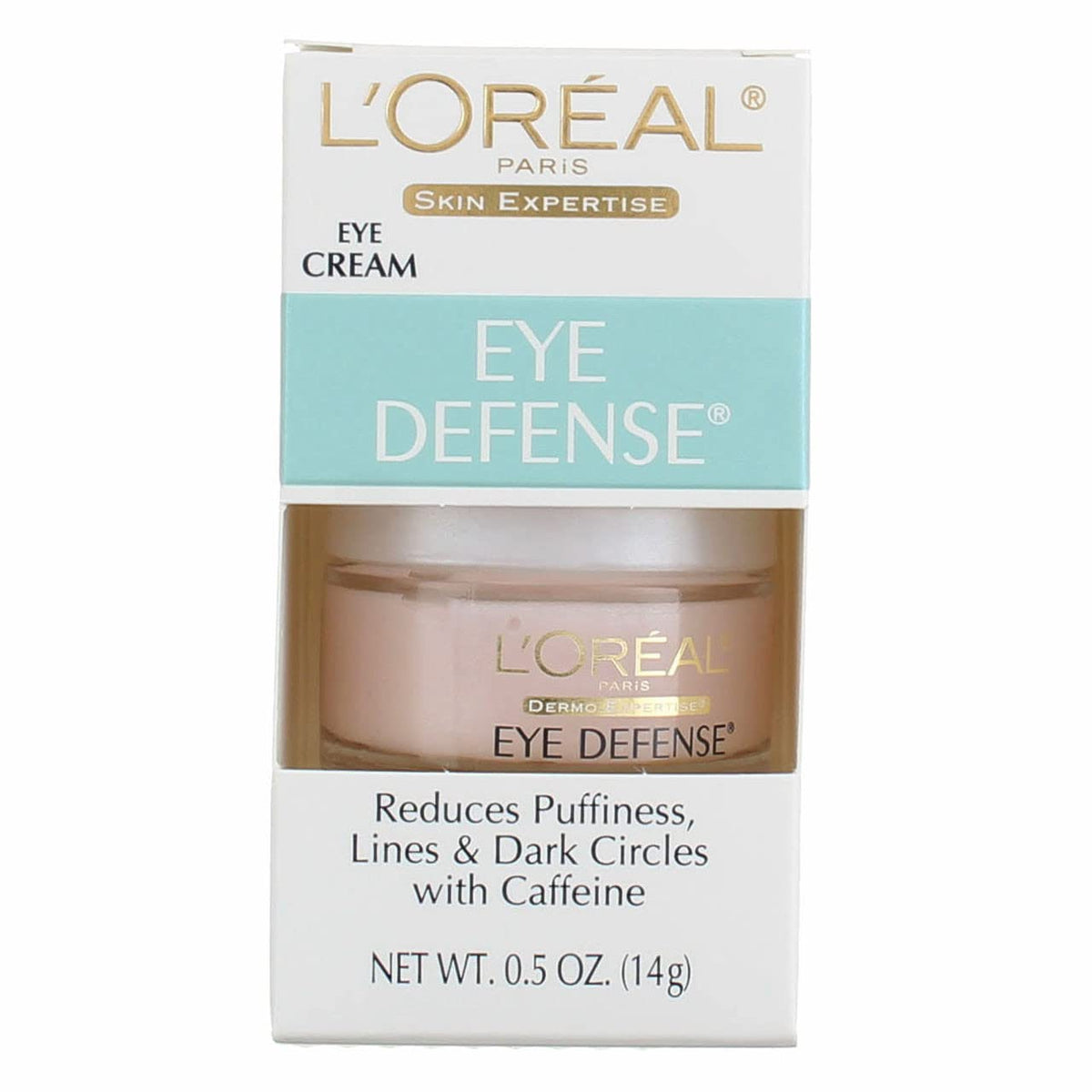 L’Oreal Paris Dermo-Expertise Eye Defense Gel (0.5 oz, Pack of 2) - Caffeine & Hyaluronic Acid Treatment for Dark Circles & Puffiness