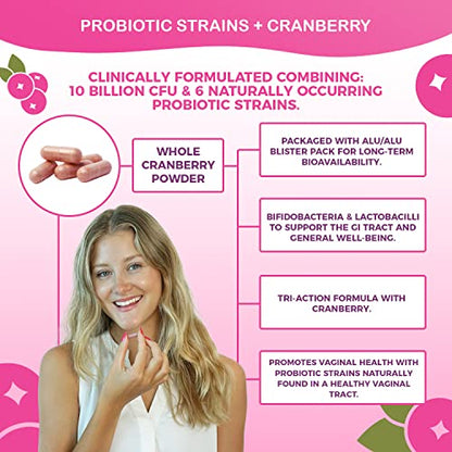 NutriCelebrity NutriFlora-Pro Probiotics for Women - Support Vaginal, Urinary Health (UTI)