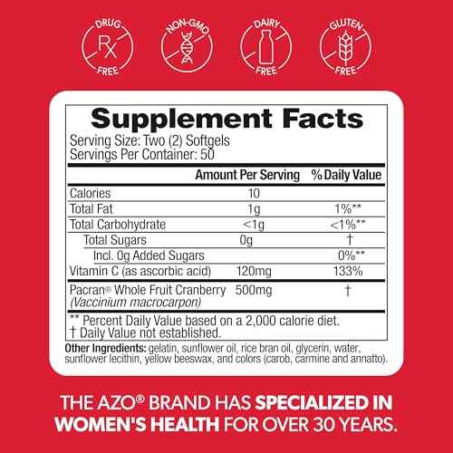 AZO Cranberry Supplement, Made with Concentrated Whole Fruit Cranberry Powder to Help Cleanse and Protect the Urinary Tract