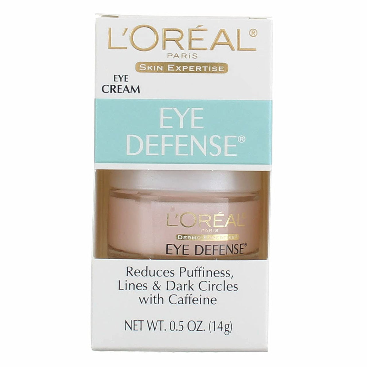 L’Oreal Paris Dermo-Expertise Eye Defense Gel (0.5 oz, Pack of 2) - Caffeine & Hyaluronic Acid Treatment for Dark Circles & Puffiness