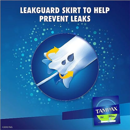 Tampax Tampons, Super Absorbency, Cardboard Applicator, Leakgaurd Skirt, Unscented, 20 Count